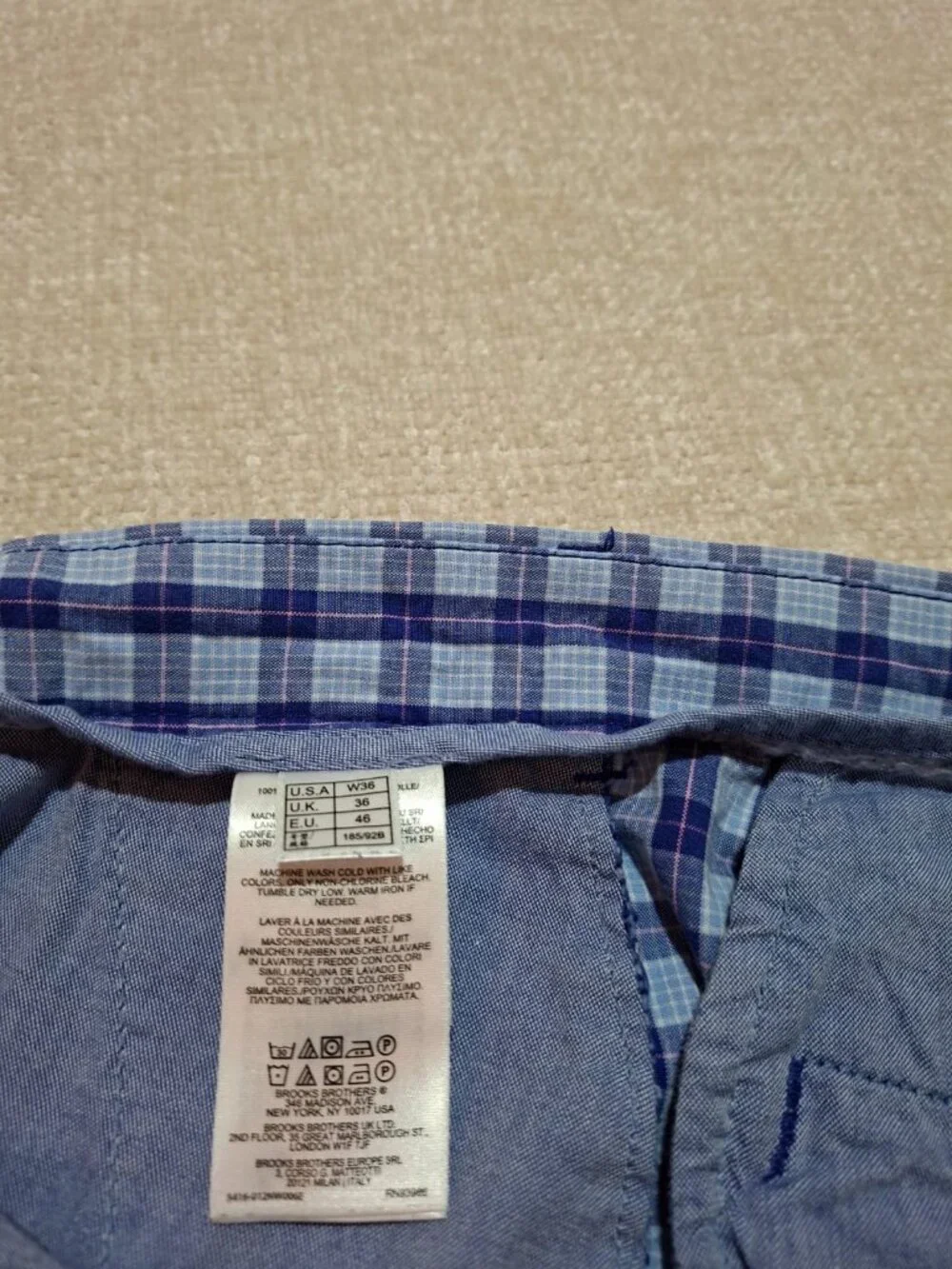 Brooks Brothers Blue Plaid Cotton Golf Shorts Men's 36